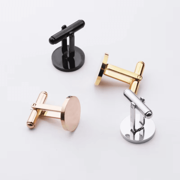 18k Gold Plated New Stainless Steel Shinning Blank Men's Shirt Men's Round Cufflinks