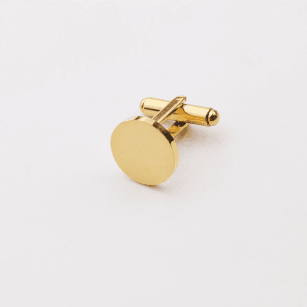 18k Gold Plated New Stainless Steel Shinning Blank Men's Shirt Men's Round Cufflinks - Image 5