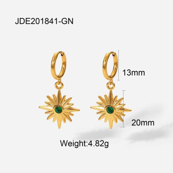 Hot Sales 18k Gold Pvd Plated Stainless Steel Earrings Jewelry Hoop Earrings For Women Natural Stone Start Pendant - Image 2