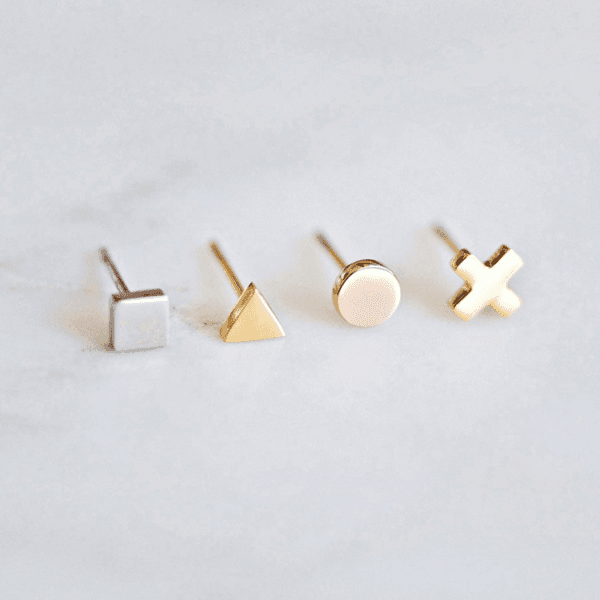 Mirror Polished 14k Gold Plated Stainless Steel Tiny Women Cross Stud Earrings For Gift - Image 4