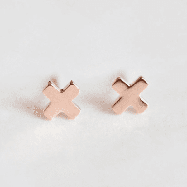 Mirror Polished 14k Gold Plated Stainless Steel Tiny Women Cross Stud Earrings For Gift - Image 5
