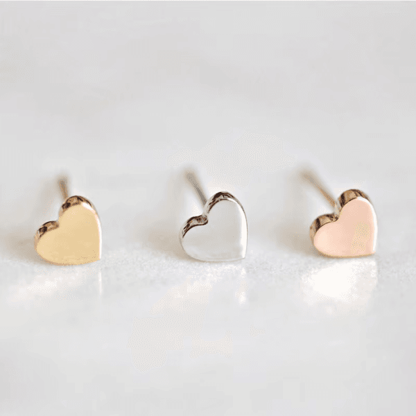 Fancy 18k Gold Plated Cheap Wholesales Stainless Steel Heart Stud Earrings For Girls
