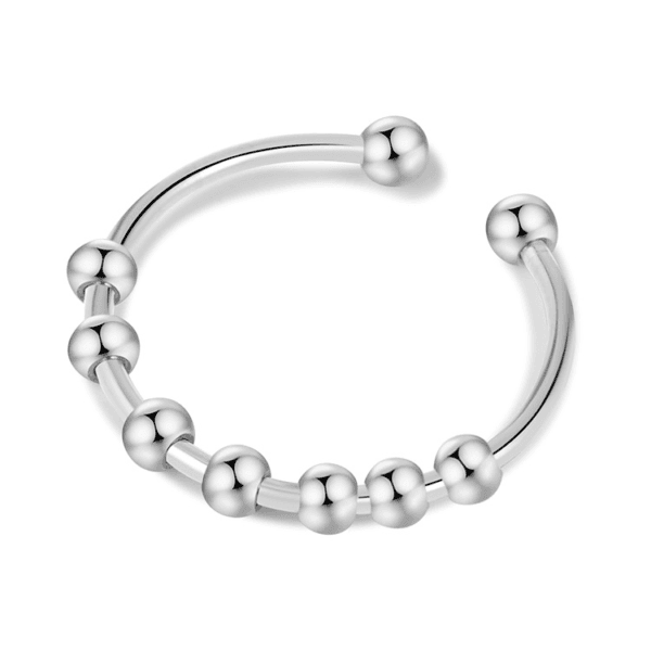 Hot Sales Fashion Stainless Steel Gold Plated Adjustable Spiral Beaded Ring For Women Men Jewelry - صورة 2