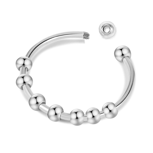 Hot Sales Fashion Stainless Steel Gold Plated Adjustable Spiral Beaded Ring For Women Men Jewelry - صورة 3