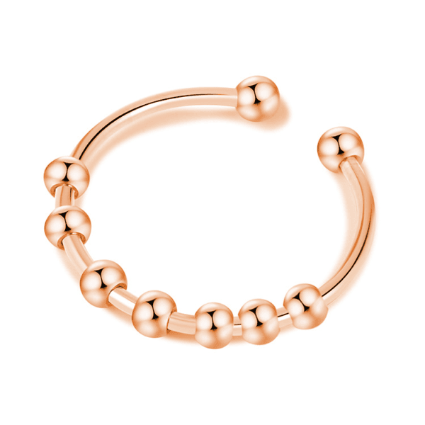 Hot Sales Fashion Stainless Steel Gold Plated Adjustable Spiral Beaded Ring For Women Men Jewelry - صورة 4