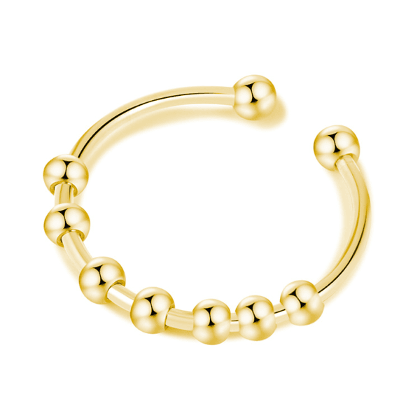 Hot Sales Fashion Stainless Steel Gold Plated Adjustable Spiral Beaded Ring For Women Men Jewelry - صورة 5