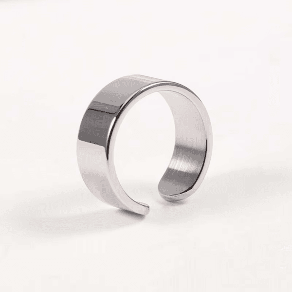 18mm Shinning Engravable Logo Black Stamping Opening Stainless Steel Rings For Men