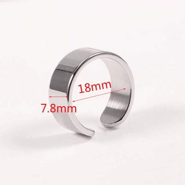 18mm Shinning Engravable Logo Black Stamping Opening Stainless Steel Rings For Men - Image 2