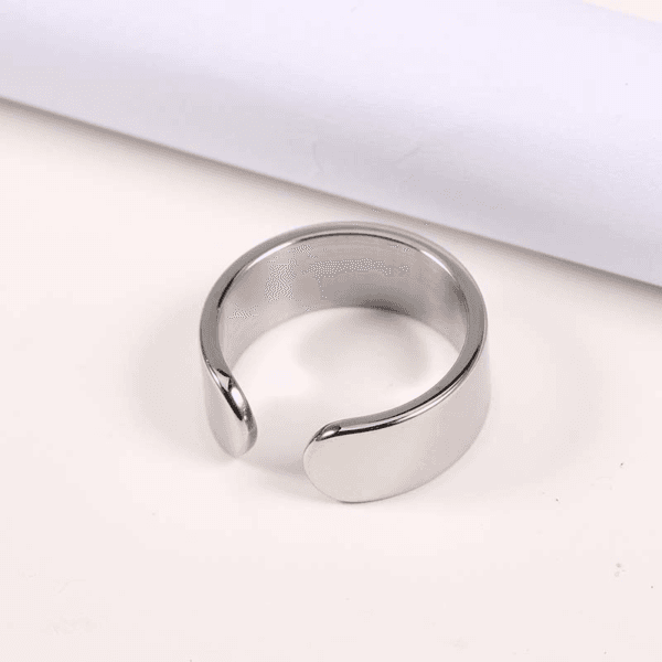 18mm Shinning Engravable Logo Black Stamping Opening Stainless Steel Rings For Men - Image 5