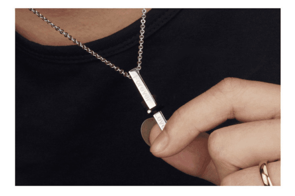 Stainless Steel Forever Love Long Bar Heart Shape Pendant Couple Necklace For Gift - Imagen 6