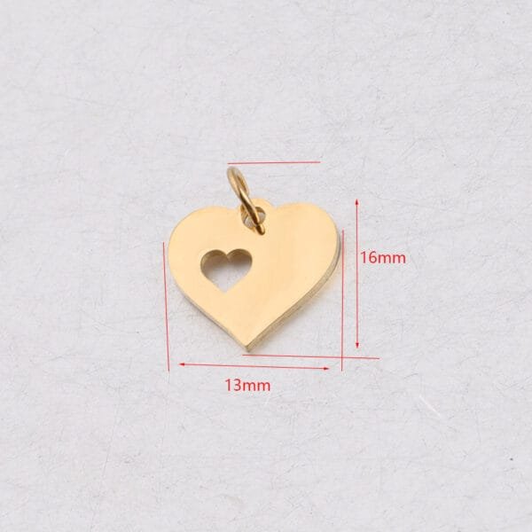 13*16mm Full Polished Small Diy Stainless Steel Jewelry Findings Love Heart Pendant With Jump Ring - Image 3