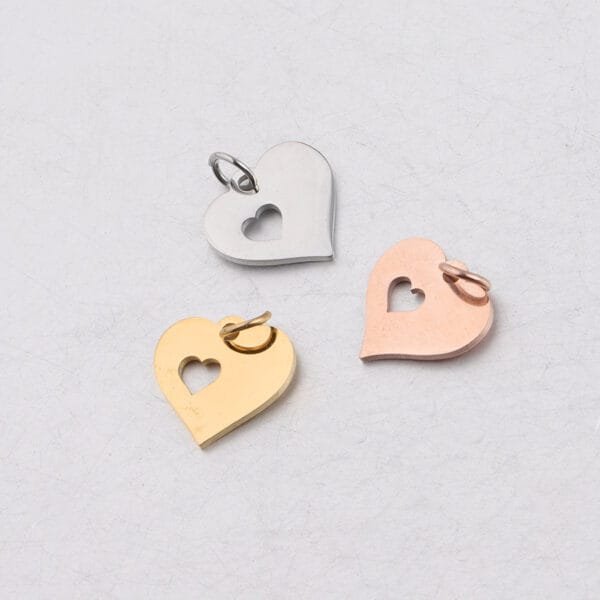 13*16mm Full Polished Small Diy Stainless Steel Jewelry Findings Love Heart Pendant With Jump Ring - Image 4