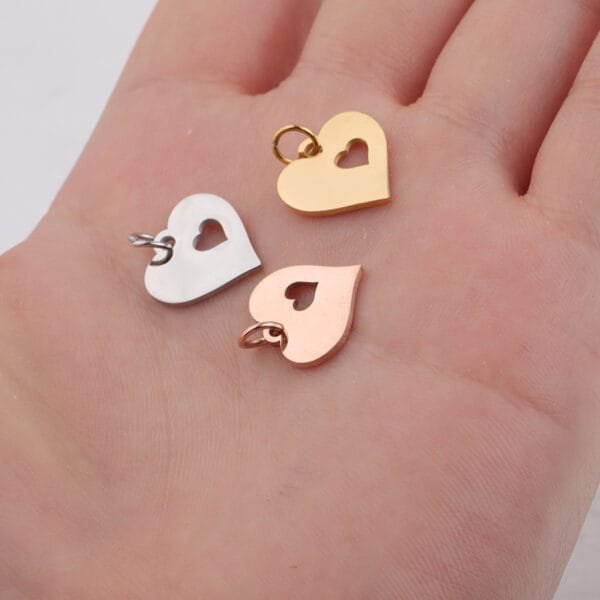 13*16mm Full Polished Small Diy Stainless Steel Jewelry Findings Love Heart Pendant With Jump Ring - Image 5