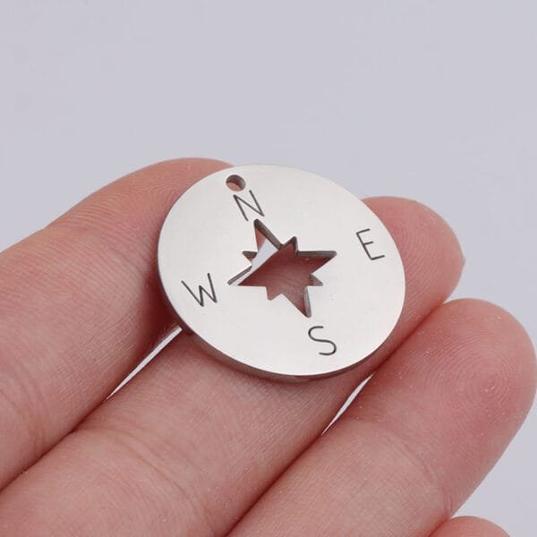 Stainless Steel Mirror Polished Compass Pendant Trendy Gold Color Rose Gold Color Diy Jewelry Making Disc Charm - Bild 2