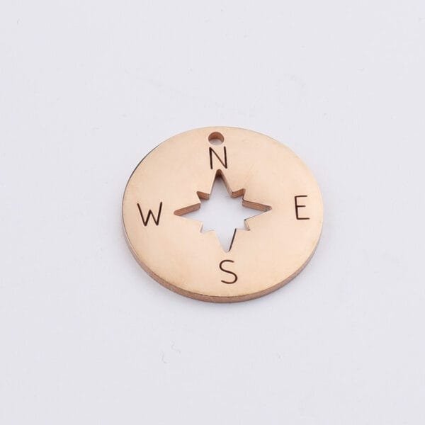 Stainless Steel Mirror Polished Compass Pendant Trendy Gold Color Rose Gold Color Diy Jewelry Making Disc Charm - Bild 3