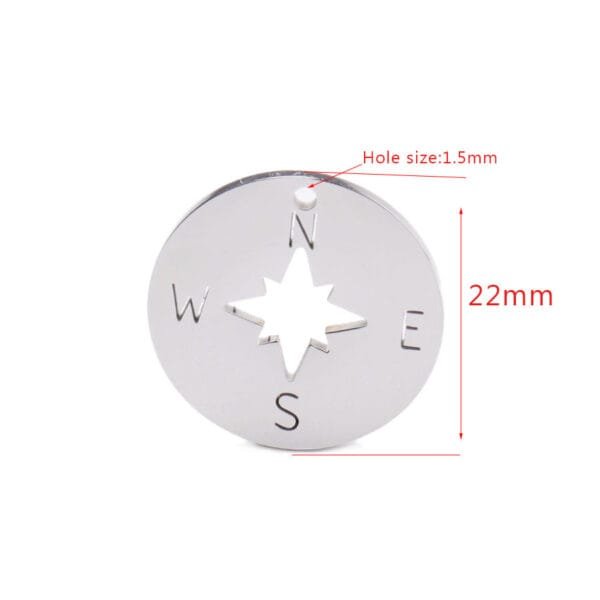 Stainless Steel Mirror Polished Compass Pendant Trendy Gold Color Rose Gold Color Diy Jewelry Making Disc Charm - Bild 5