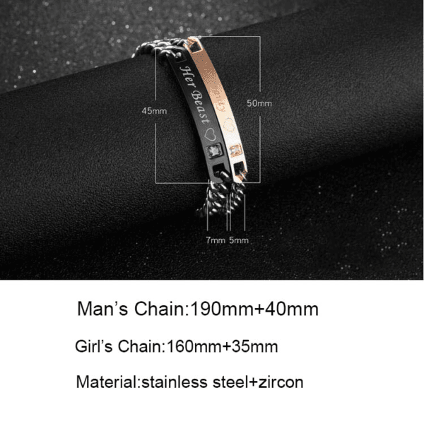 European Jewelry Wholesales Titanium Steel Girlfriend Personalied Couples Bracelets - Image 2
