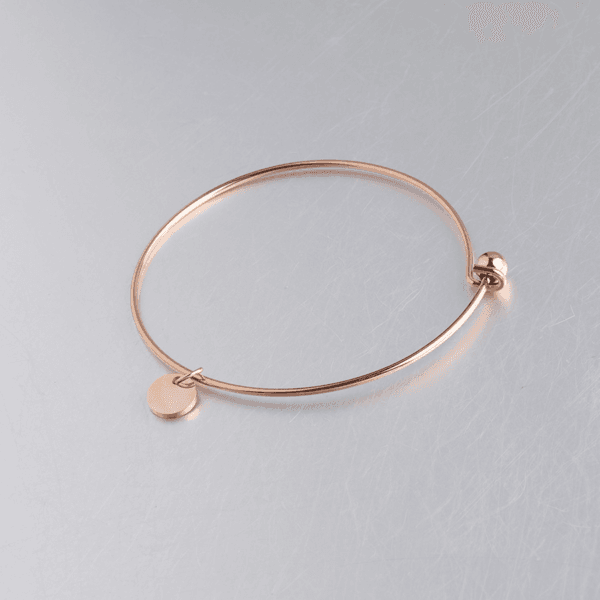 Gold Plated Stainless Steel 60mm Dia 8mm Round Charms Bangles For Women - Image 3