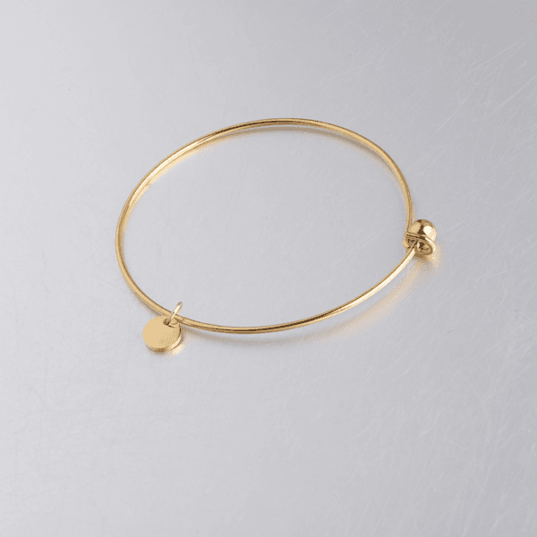 Gold Plated Stainless Steel 60mm Dia 8mm Round Charms Bangles For Women - Image 5