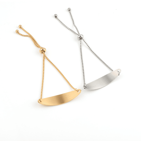 Mirror Polished Stainless Steel Diy Engraved Blank Bar Bracelet Adjustable Slider Box Chain - Image 5