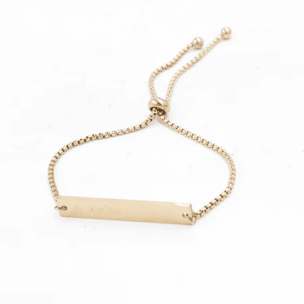  Stainless Steel Mirror Polished Engraved Trendy Adjustable Box Chain Bracelet Stamping Blank Bar Charm