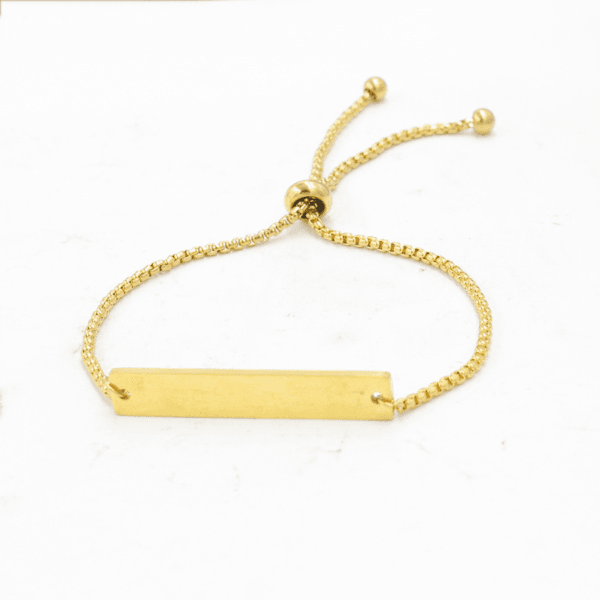  Stainless Steel Mirror Polished Engraved Trendy Adjustable Box Chain Bracelet Stamping Blank Bar Charm - Image 2