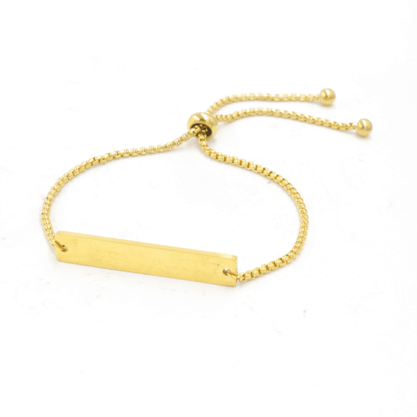  Stainless Steel Mirror Polished Engraved Trendy Adjustable Box Chain Bracelet Stamping Blank Bar Charm - Image 5