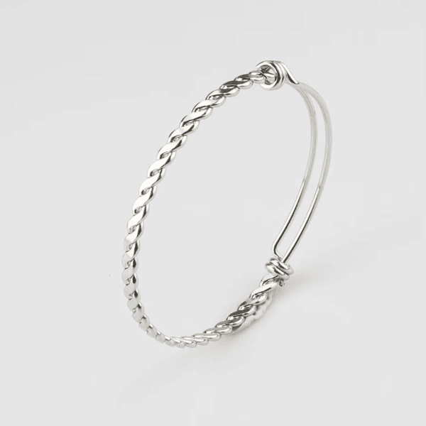 4mm Twist Bangle Adjustable Stainless Steel Polished Custom Charm Diy Wire Bangle Bracelet 55mm 60mm 65mm
