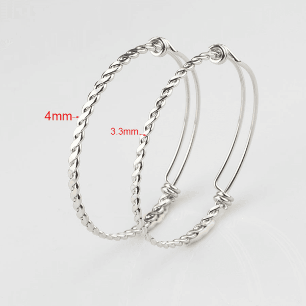 4mm Twist Bangle Adjustable Stainless Steel Polished Custom Charm Diy Wire Bangle Bracelet 55mm 60mm 65mm - Image 3