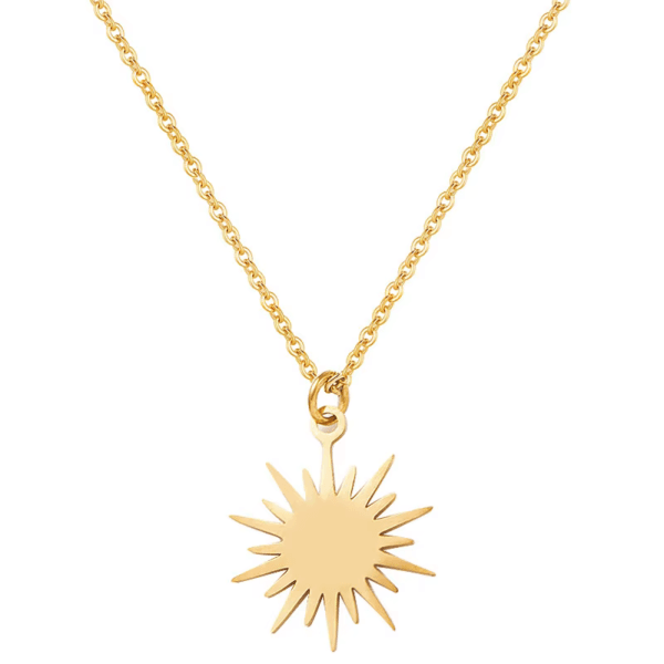 On Sale Sunshine Pendant Necklace Fashion Jewelry Stainless Steel Gold Plated Necklaces For Women