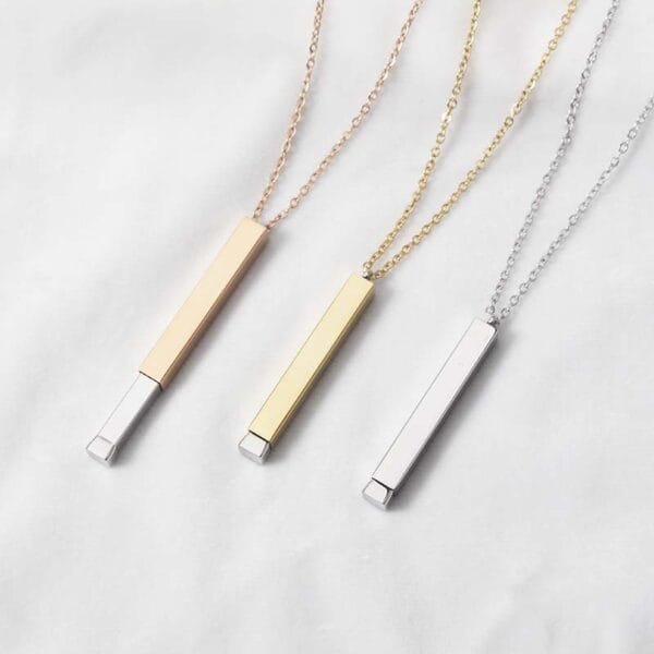 New Stainless Steel Hidden Bar Pendant Custom Logo Personalized Statement Necklace