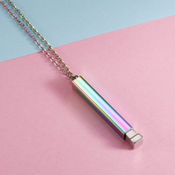New Stainless Steel Hidden Bar Pendant Custom Logo Personalized Statement Necklace - صورة 3