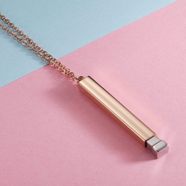 New Stainless Steel Hidden Bar Pendant Custom Logo Personalized Statement Necklace - صورة 4