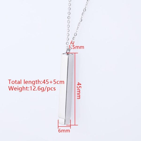 New Stainless Steel Hidden Bar Pendant Custom Logo Personalized Statement Necklace - صورة 5