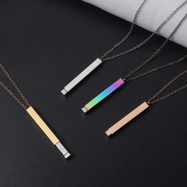 New Stainless Steel Hidden Bar Pendant Custom Logo Personalized Statement Necklace - صورة 6