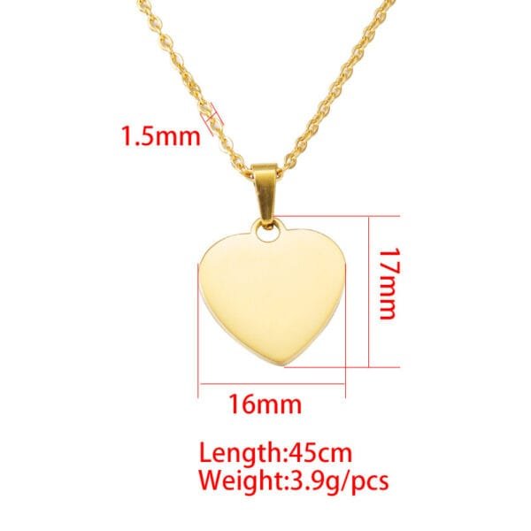 High Quality 18K PVD Non Tarnish Stainless Steel Mirror Polished Heart Pendant Necklace for Girlfriend - صورة 6