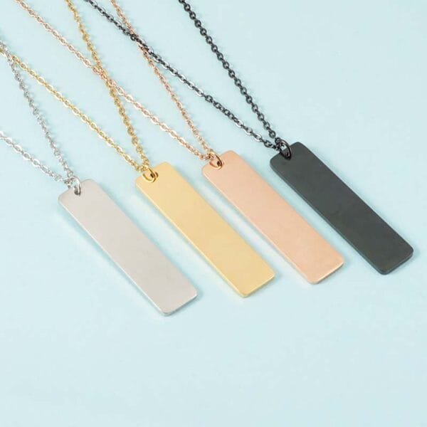 Factory Custom Logo Stainless Steel Blank Stamp logo Engravable Necklace Mirror Polished Pendant Rectangle