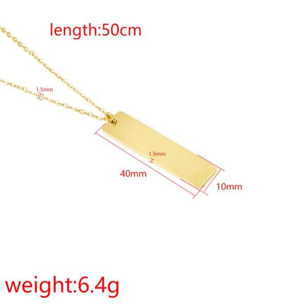 Factory Custom Logo Stainless Steel Blank Stamp logo Engravable Necklace Mirror Polished Pendant Rectangle - Image 2