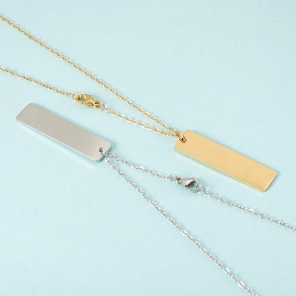 Factory Custom Logo Stainless Steel Blank Stamp logo Engravable Necklace Mirror Polished Pendant Rectangle - Image 3