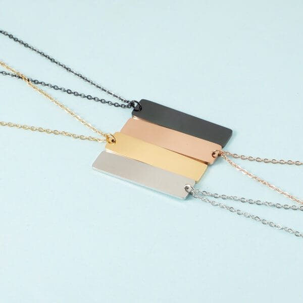 Factory Custom Logo Stainless Steel Blank Stamp logo Engravable Necklace Mirror Polished Pendant Rectangle - Image 5