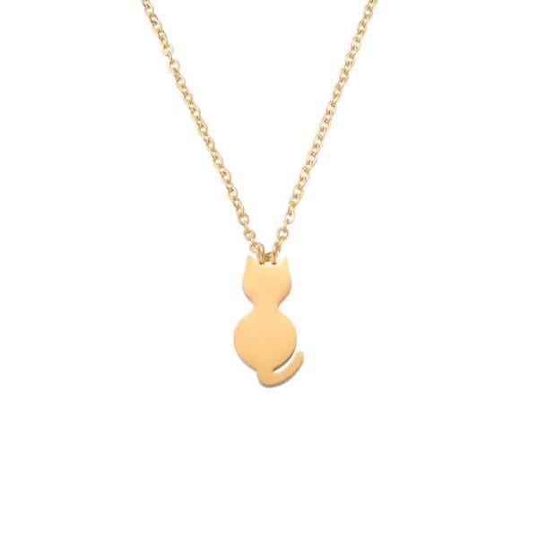 Cute Exquisite Gold Plated Titanium Steel Cat Pendant Necklace High Polished No Fade Stainless Steel Cat Necklace for Women