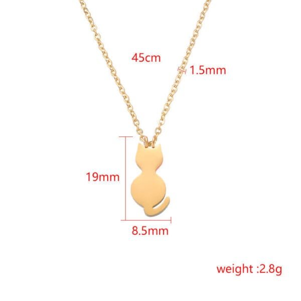 Cute Exquisite Gold Plated Titanium Steel Cat Pendant Necklace High Polished No Fade Stainless Steel Cat Necklace for Women - Imagen 6