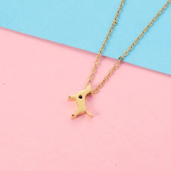 Dainty Stainless Steel Mirror Polished Cute Little Puppy Dog Pendant Necklace for Girls - Image 3