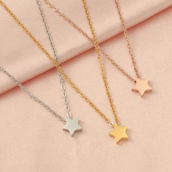 New Heart Moon Star Necklace Women Pendant Gold Plated Choker Necklace Stainless Steel Jewelry - Image 2