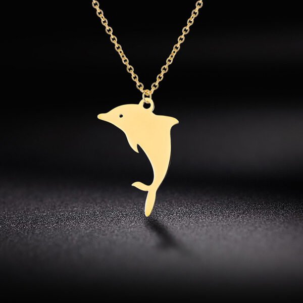Custom Logo Dolphin Pendant Necklace Cute Stainless Steel Girls Gift