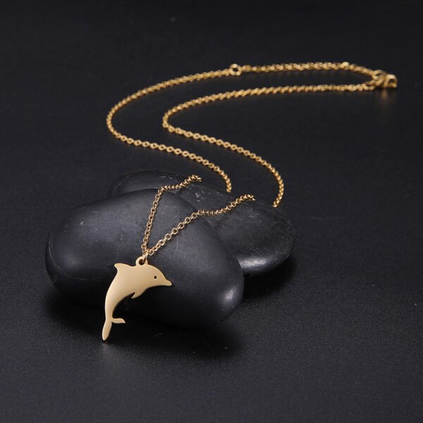 Custom Logo Dolphin Pendant Necklace Cute Stainless Steel Girls Gift - Image 3