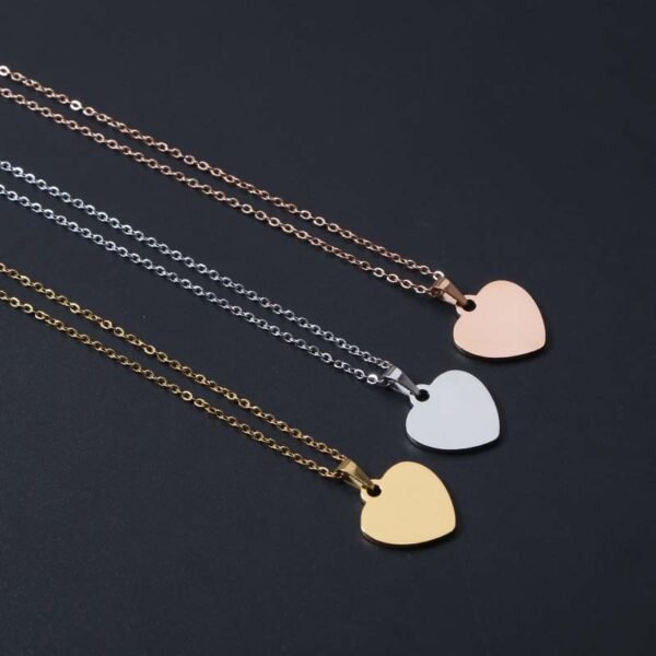 Custom Logo Metal Stainless Steel Heart Pendant Necklace for Women - Image 2