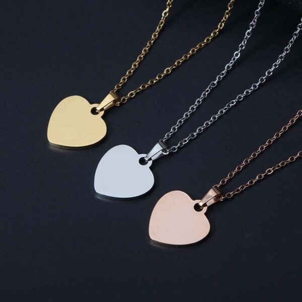 Custom Logo Metal Stainless Steel Heart Pendant Necklace for Women - Image 3