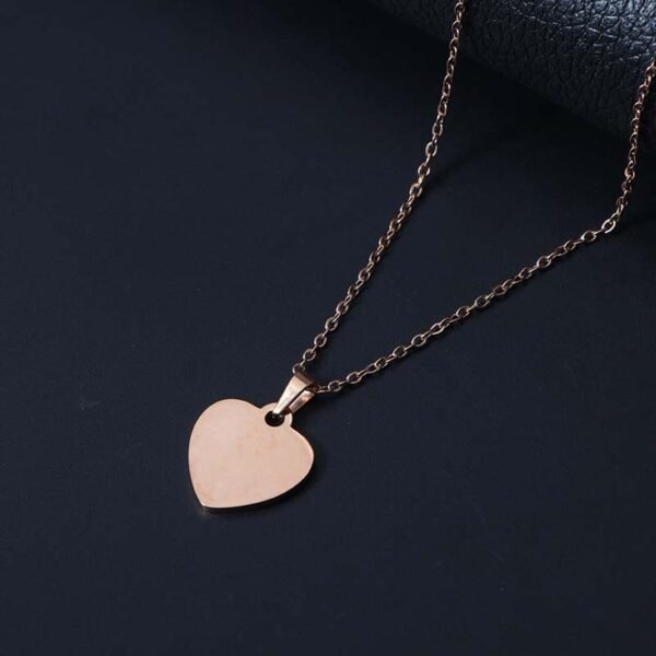 Custom Logo Metal Stainless Steel Heart Pendant Necklace for Women - Image 4