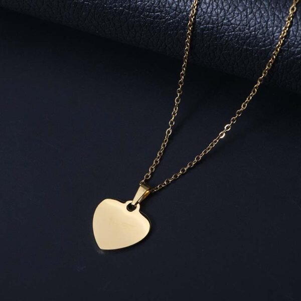 Custom Logo Metal Stainless Steel Heart Pendant Necklace for Women - Image 5